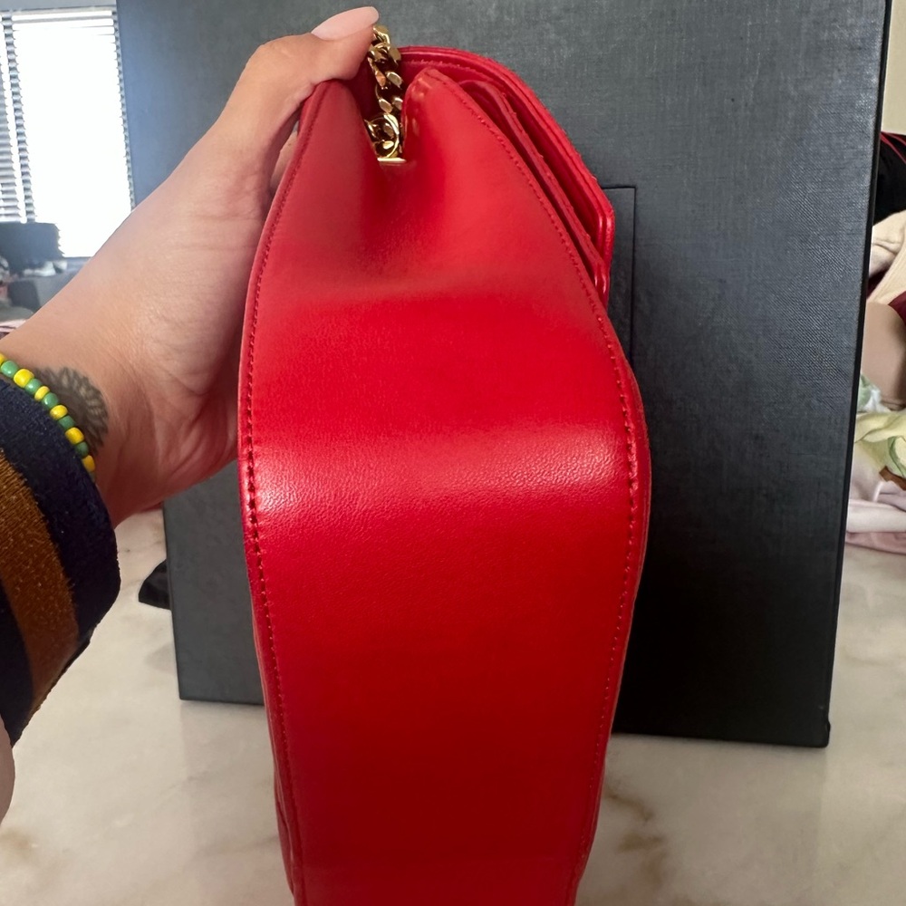 Saint Laurent Red Quilted Leather Bag - Picture 12 of 14